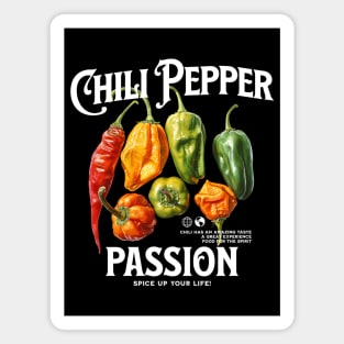 Chili pepper passion, spice up your life! CAPSICUM, chili fruits ant text quotes Magnet